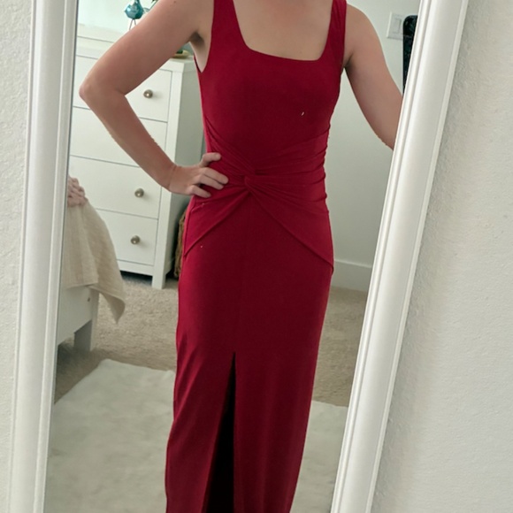 Red Formal Jersey Knotted Apple Long Dress Sz 2 - Picture 2 of 6